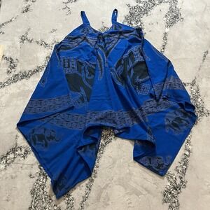 Belma Romper Womens One Size Blue Black Elephant Print Ethnic African